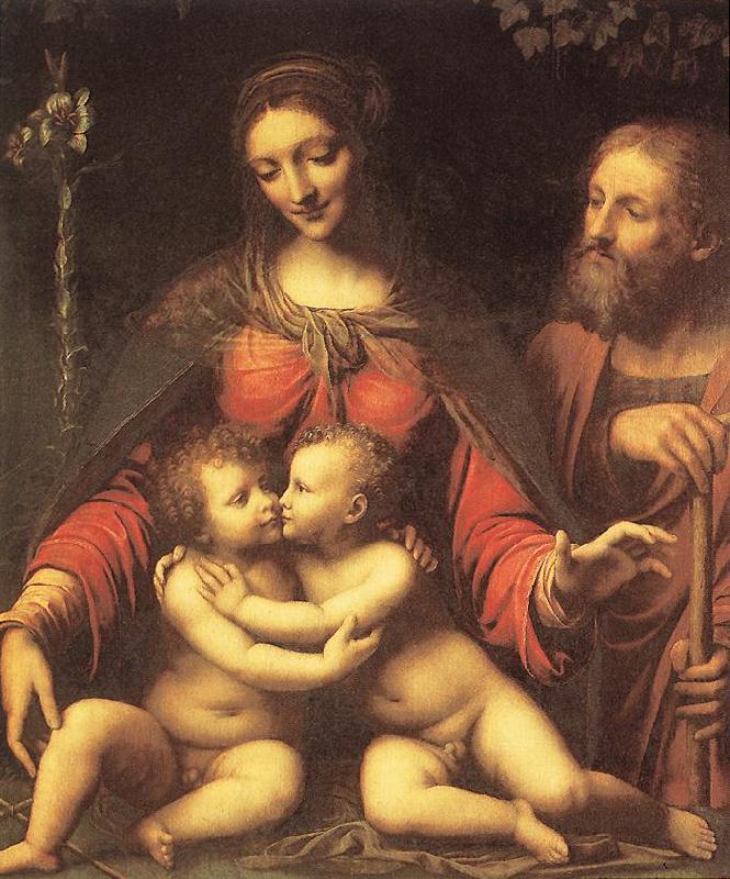 LUINI, Bernardino Holy Family with the Infant St John af Sweden oil painting art